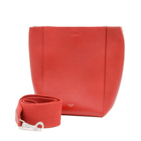 Celine Sangle Bucket Shoulder Bag Red Leather - Picture 1 of 7